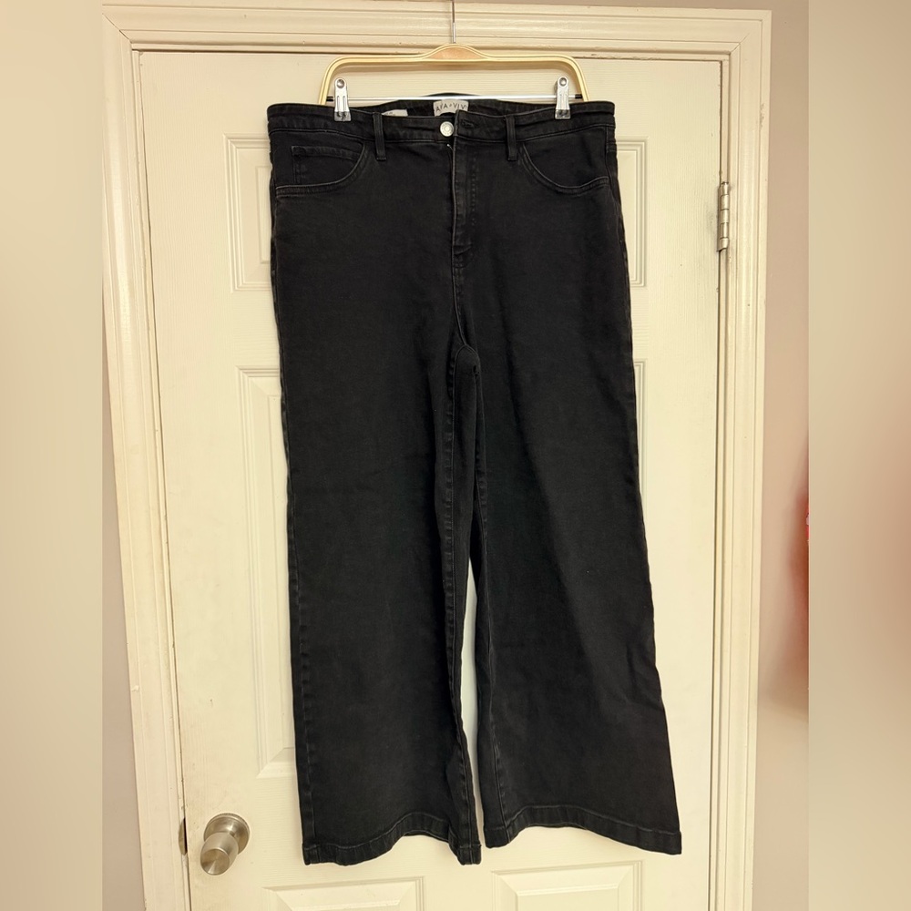 Ava & Viv Black Wide-Leg High-Rise Jeans